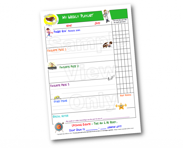 Piano practice to-do list, fun