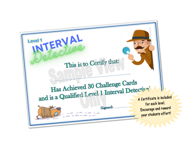 sight reading music card game, ready to print and play, intermediate level, certificate of achievement