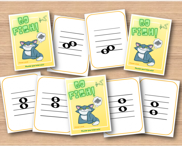 interval reading music card game, ready to print, ready to play, beginners