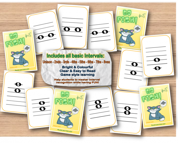 musical intervals card game, ready to print, ready to play, beginners