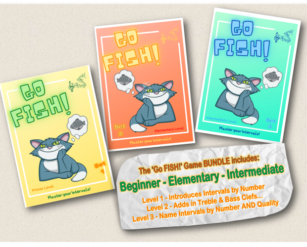 fun musical intervals card game, ready to print, ready to play, elementary level sight reading