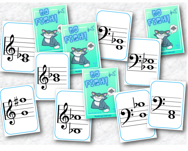 fun game for pitch reading musical intervals, ready to print, ready to play, multiple levels