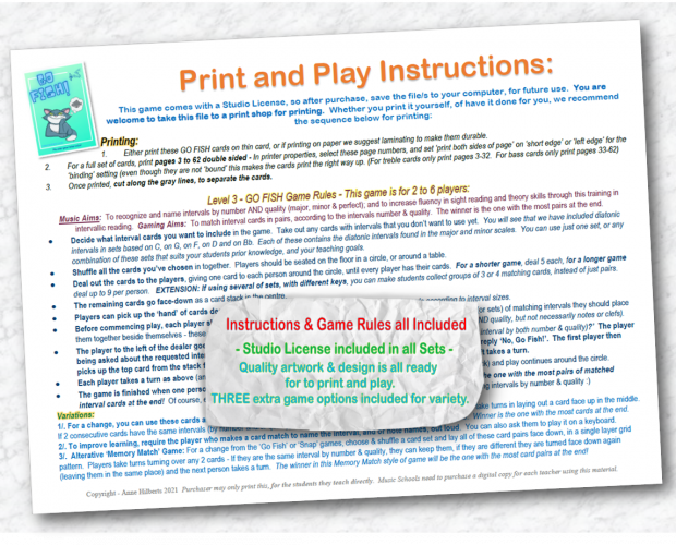 fun game for pitch reading musical intervals, ready to print, ready to play, multiple levels