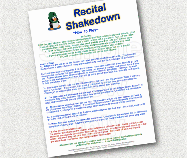 studio recital, overcome nerves, performance anxiety, music group class, how to practice, how to perform, recital bootcamp, ready to print and play game