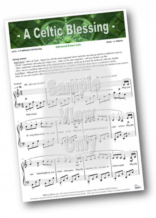 Celtic, Irish, piano solo, sheet music, improvisation, composition, advanced 