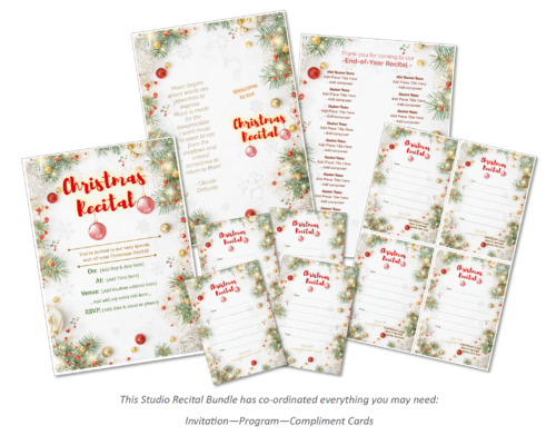 studio recital program template, invitation template, Christmas recital