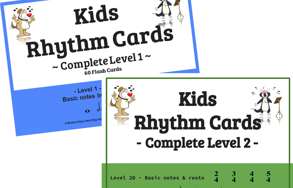 Rhythm Flashcards: Complete Level 1 & 2 ▻ 88 Musical Keys